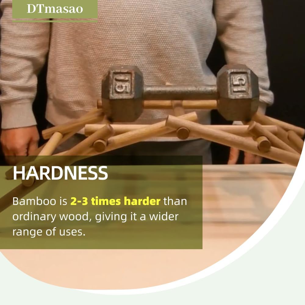 3/8 x 6 Inch 10 PCS Dowel Rods Wood Sticks Wooden Dowel Rods - Unfinished Bamboo Sticks - for Crafts and DIYers
