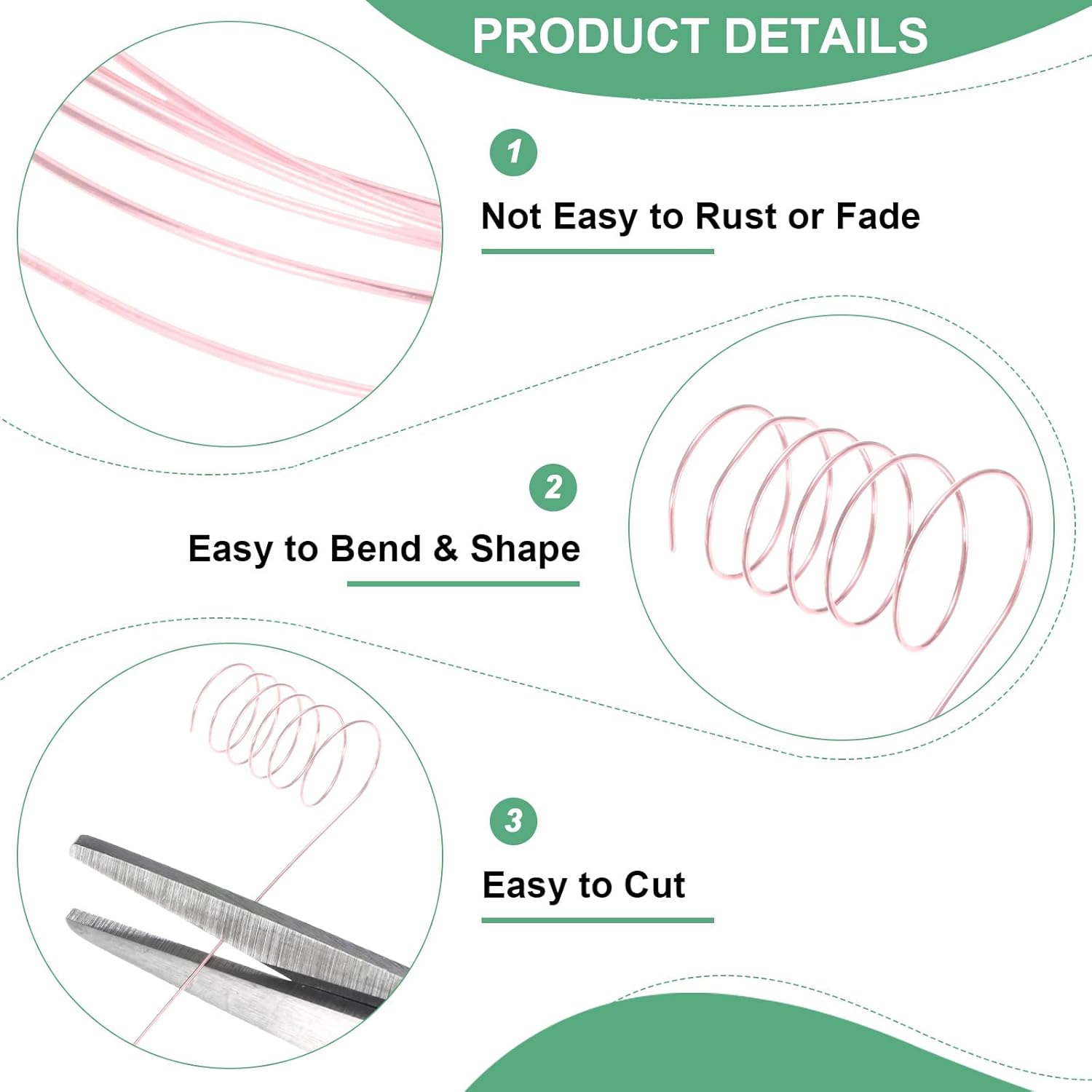 0.4 mm/26 Gauge Copper Wire for Jewelry Making, 30.2FT Copper Beading Craft Wire for Jewelry/Weaving/DIY Crafting/Planting, Color-Retaining [9.2M, Rose Gold]