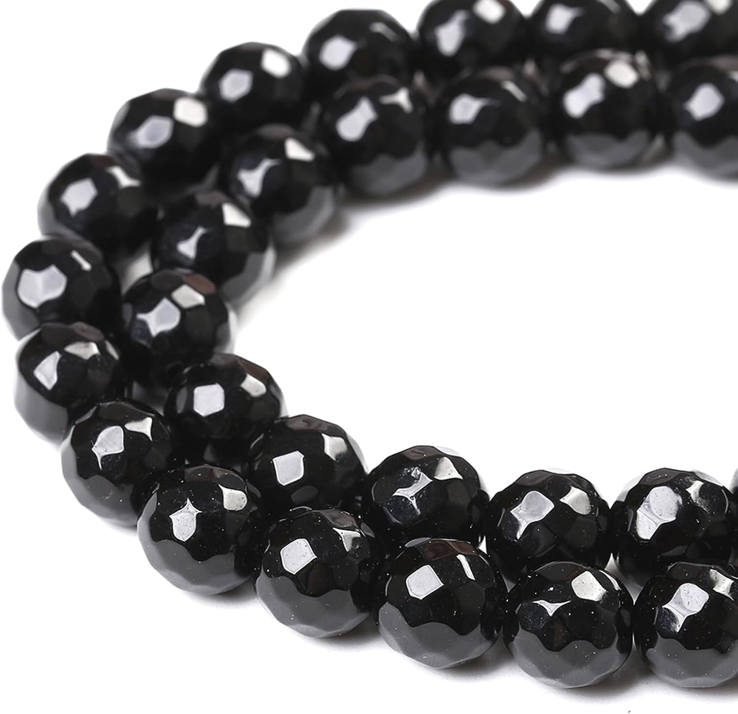 90pcs 4mm Natural Faceted Black Agate Stone Beads for Jewelry Making Energy Healing Beads DIY Bracelet Necklace Accessories 15" (4mm, Faceted Black Agate)