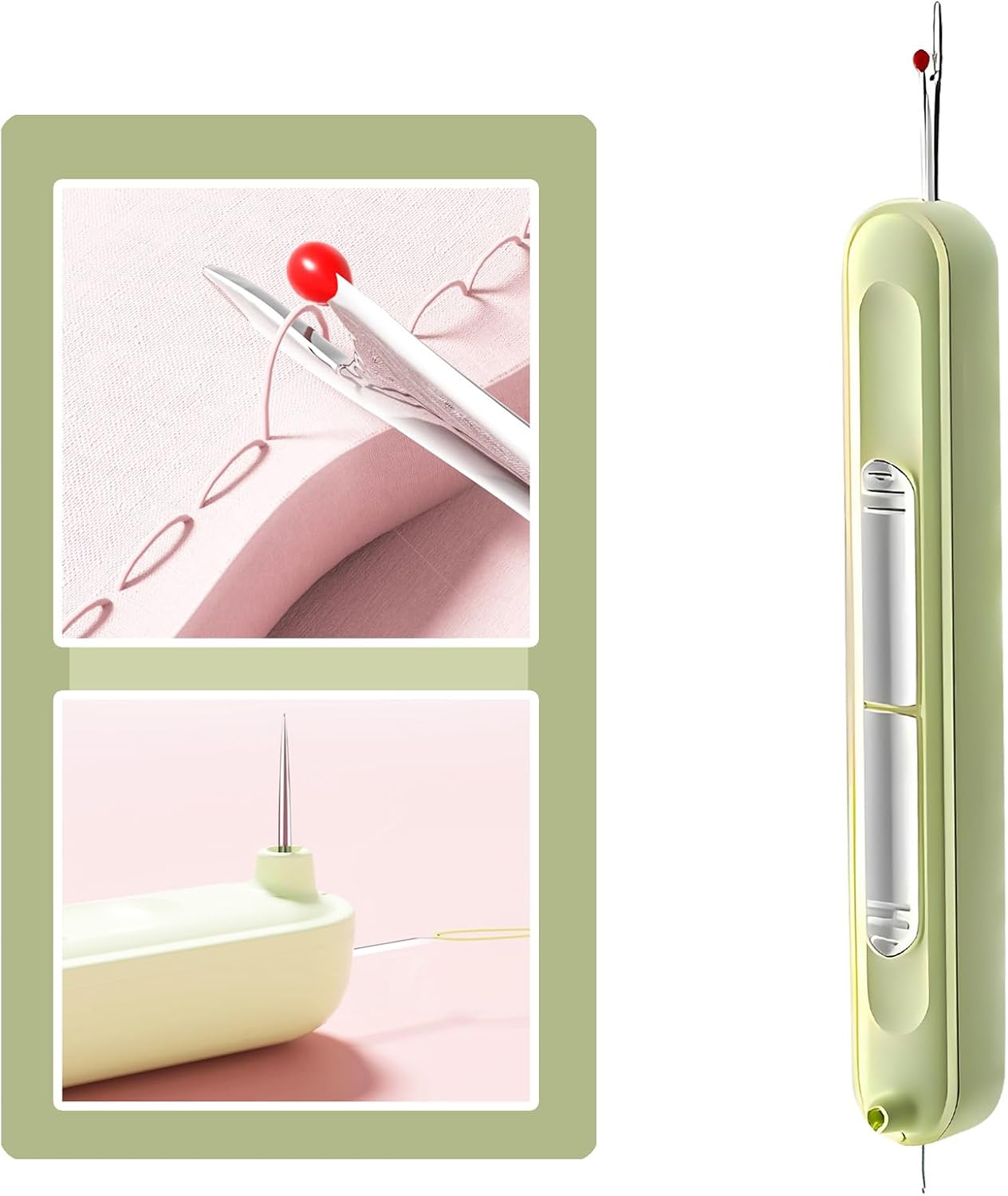 Upgraded 2 in 1 Automatic Needle Threaders Seam Ripper,Quilting Supplies Sewing Kit,Quick Sewing Machine Loop Needle Threaders (1PCS-Green)