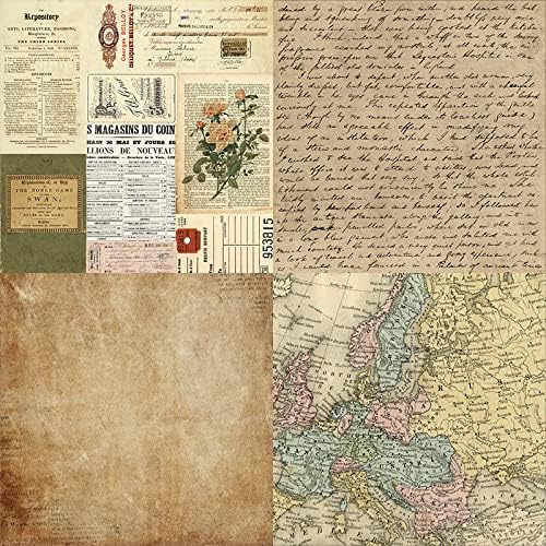 Scrapbook Paper Pad 6x6 Antique Maps Designs, Single-Sided Decoupage Sheets, Colorful Cardstock for Scrapbooking, DIY Background, Cardmaking, Junk Journal Crafts – 24 Pcs