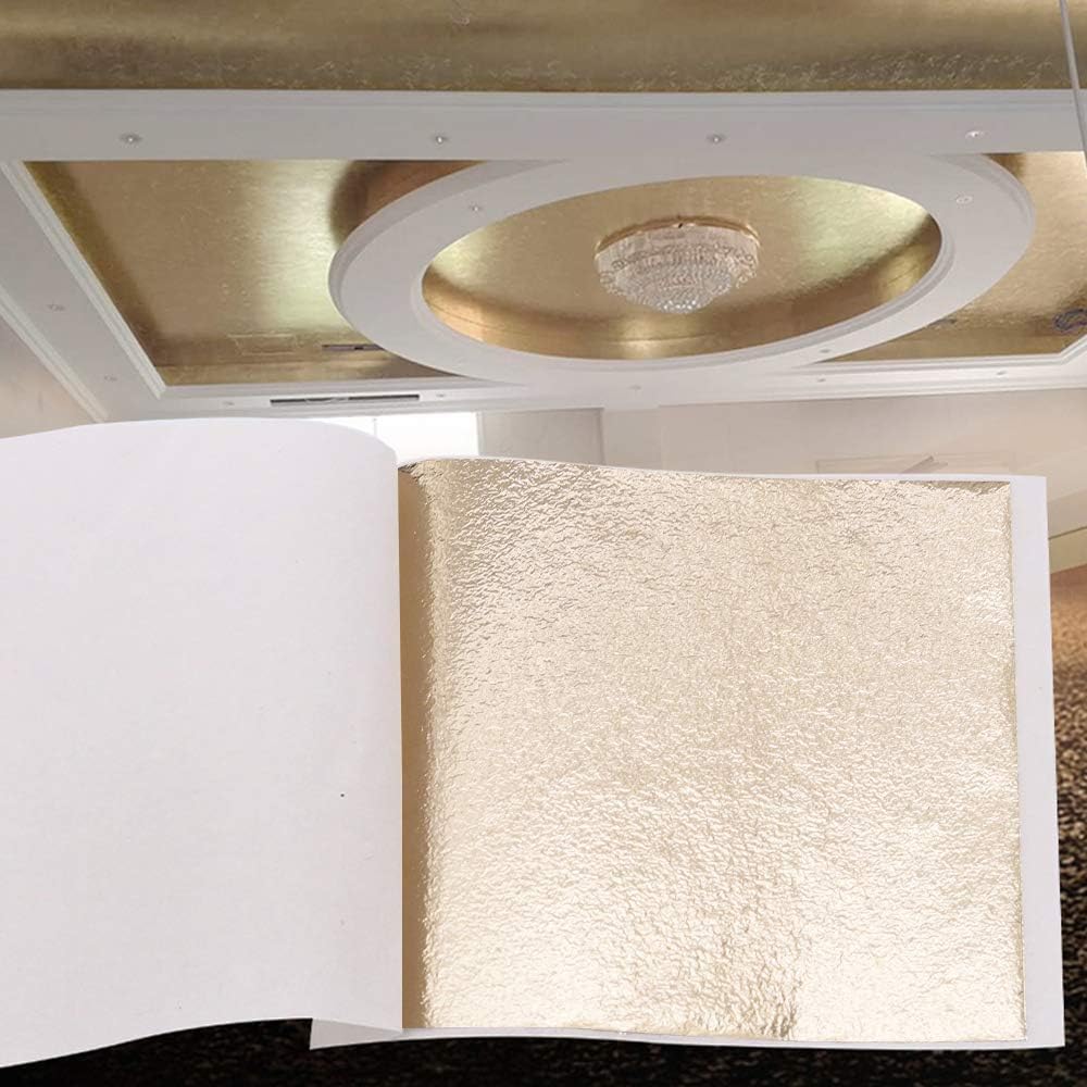 KINNO Gold Leaf Sheets for Art, 100 Sheets Antique Gold Foil for Home, Wall, Frame, Ceiling, Furniture Decoration, 3.15 by 3.35 Inches
