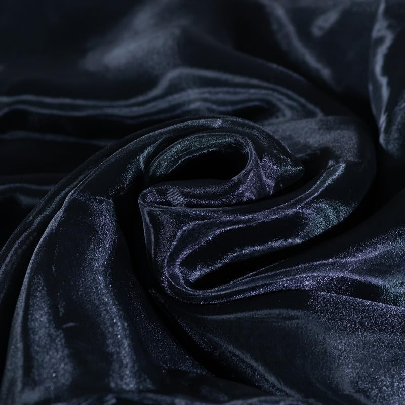 Fynite Black Organza Fabric by The Yard | 10 Yard Long | 44" Wide | Bridal Soft Sheer Organza Tulle for DIY Wedding Dress Fashion Craft Decorations