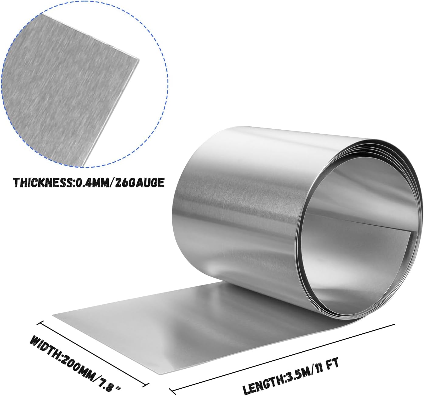 Aluminum Flashing Roll，Aluminum Sheet Roll 3500x200x0.4mm(LxWxT) Applicable to Various House Repair and DIY Projects