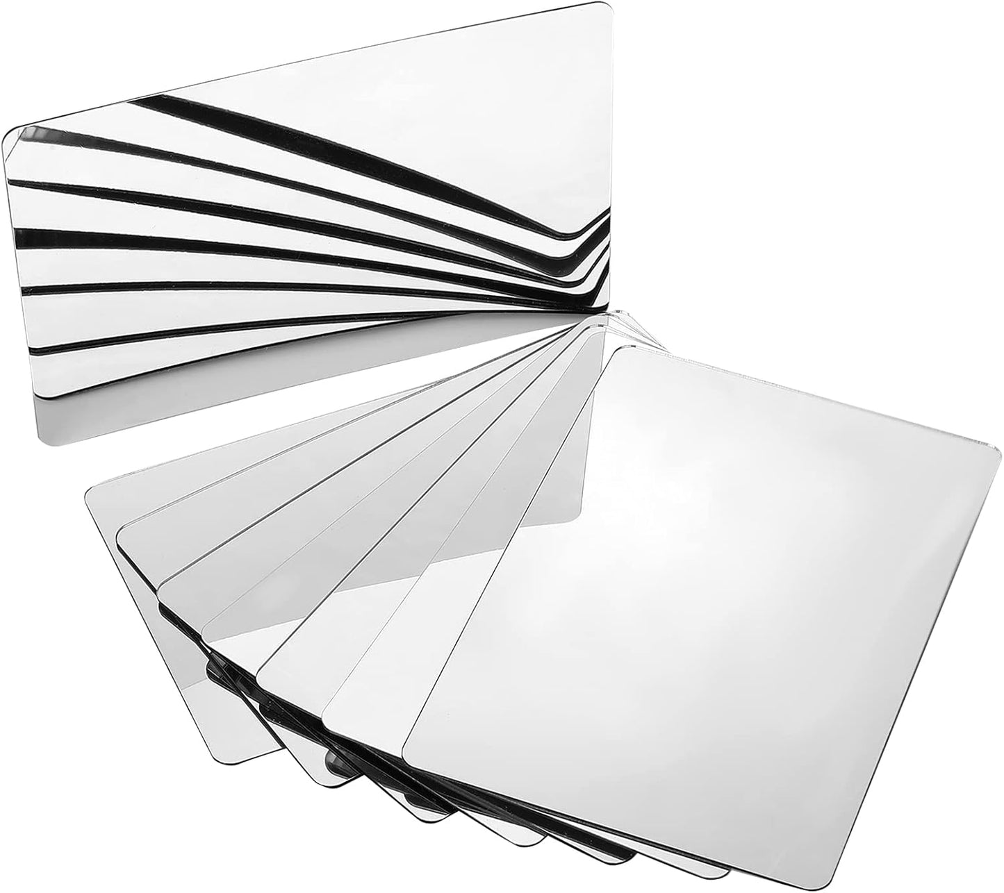 Marsui 100 Pieces Shatter Proof Plastic Mirror Craft 4 x 6 Inch Small Mirror Tiles Bulk with Soft Round Corners Double Sided Protective Film Reflector Sheets Art Craft Supply for Bathroom Home Decor