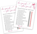 Wedding Shower Games Cards, Guest Who Said It, He Said She Said Game Cards, Bridal Shower Games 25 Guests, Engagement Party Wedding Games for Guests, Pink Ribbon Bow Wedding Party Supplies - E07