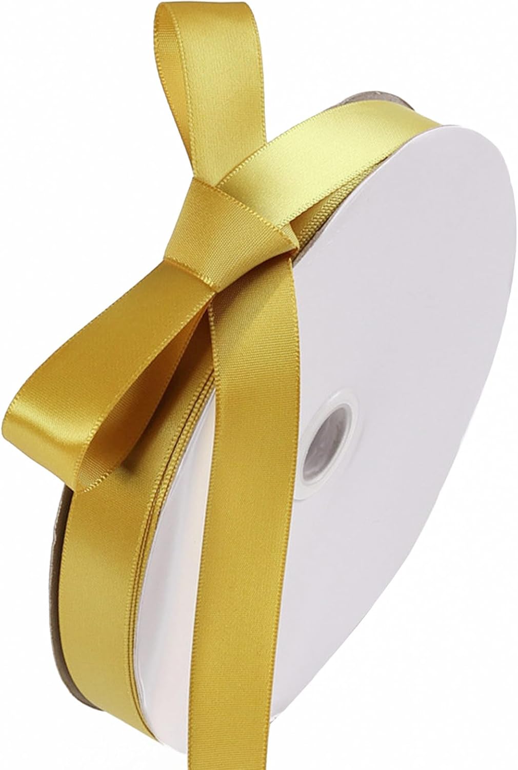 5/8" x 100 Yards Old Gold Polyester Satin Ribbon Single Faced Bulk Fabric Ribbons for Gift Wrapping, Crafting, Bows Making, Sewing, Wedding, Home Decor