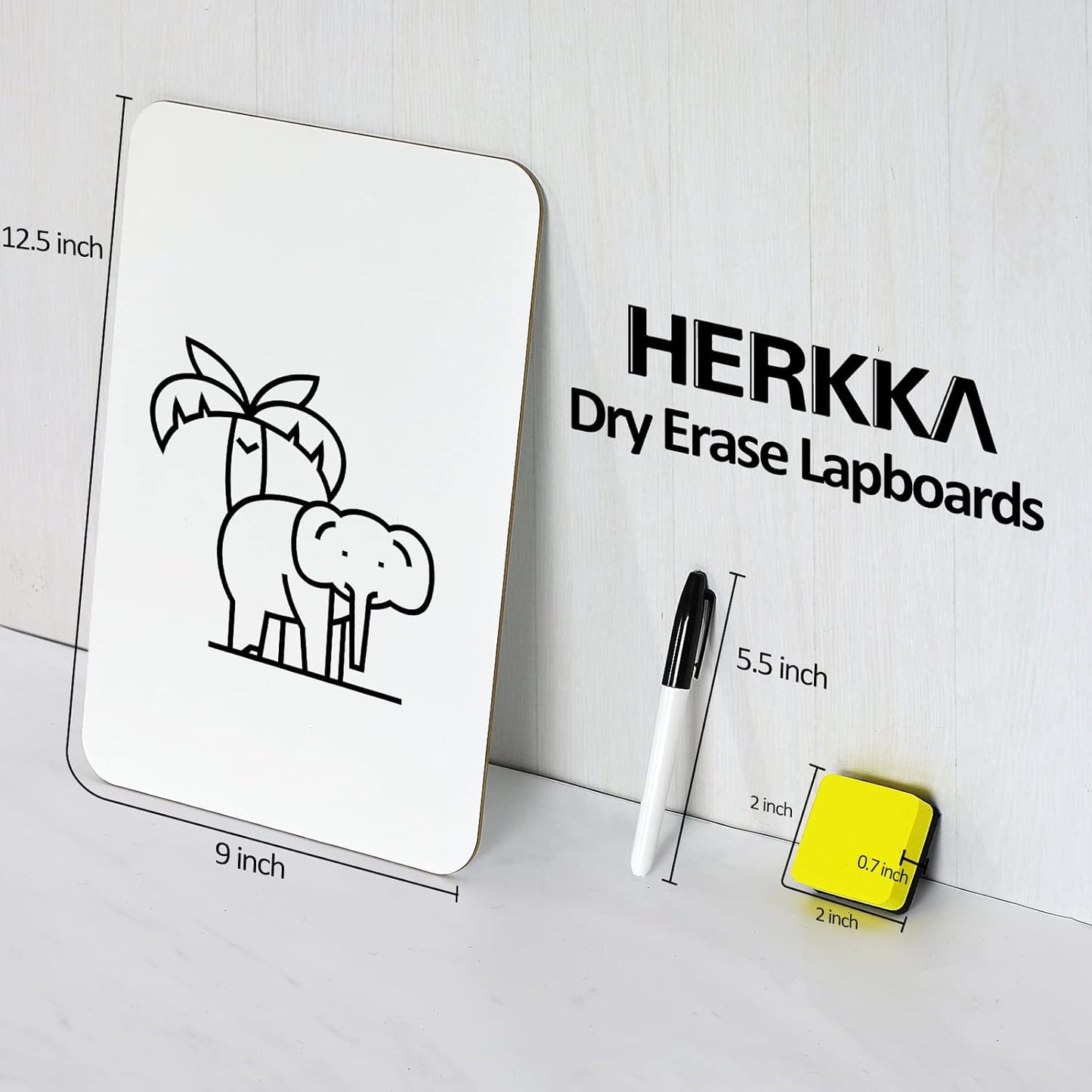 Dry Erase Lapboards, HERKKA 25 Pack Double Sided Dry Erase Lap Boards 9 x 12.5 Inch, 25 Markers, 25 Erasers, Small Dry Erase Boards for Students Classroom Teacher Supplies