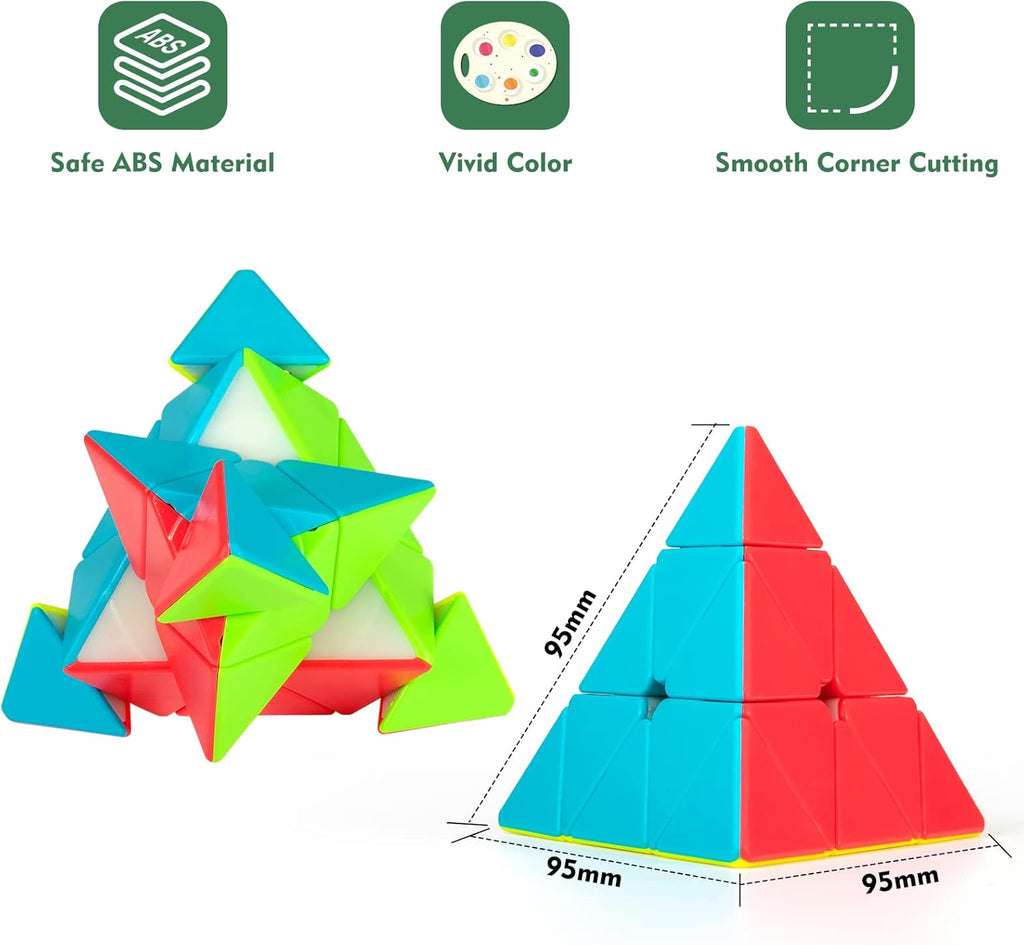 Stickerless Pyraminx Speed Cube – Smooth Turning Magic Pyramid Puzzle for Kids & Adults