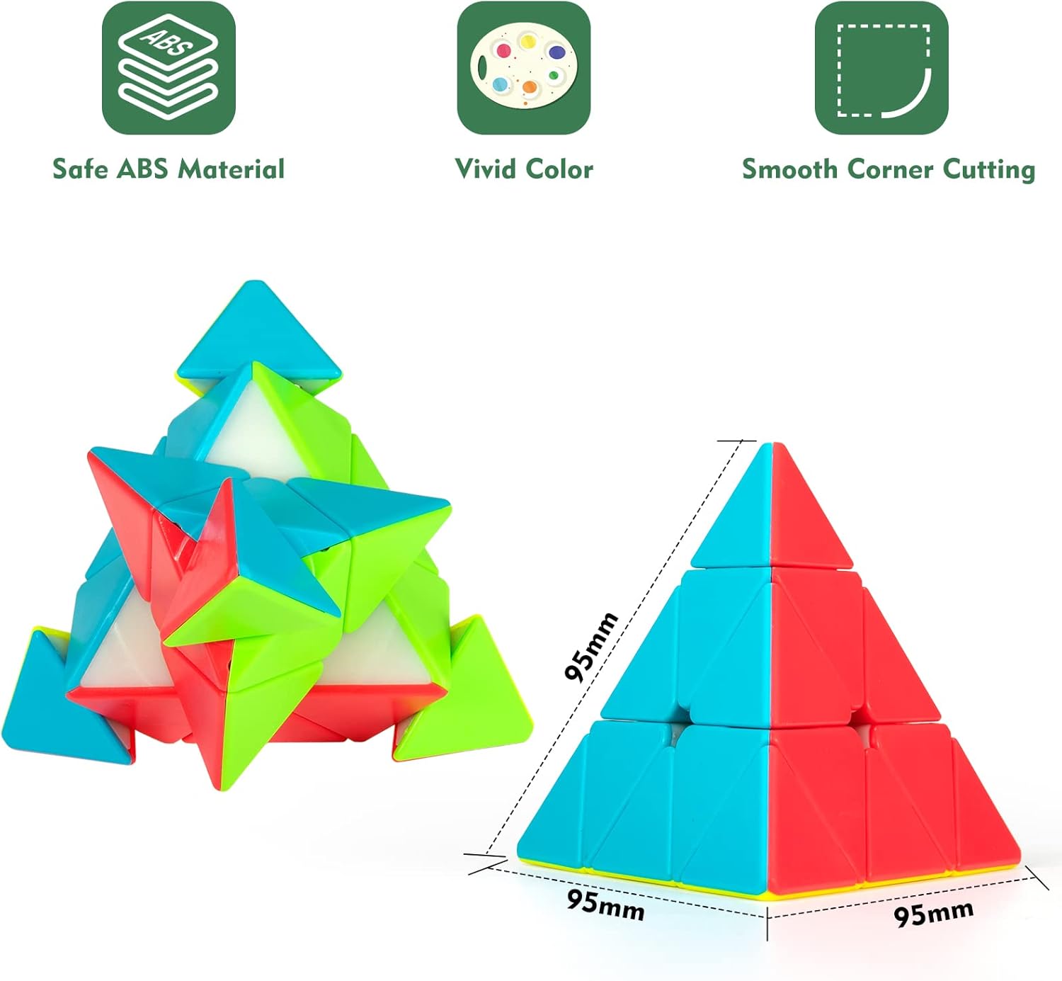 Stickerless Pyraminx Speed Cube – Smooth Turning Magic Pyramid Puzzle for Kids & Adults