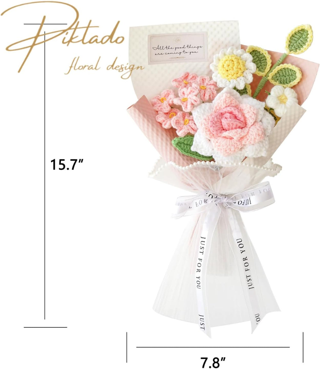 Handmade Crochet Rose Daisy as a Gift for Lover, Family,Friends. Crochet Bouquet, Crocheted Yarn Flowers, Artificial Flower Finished Bouquet