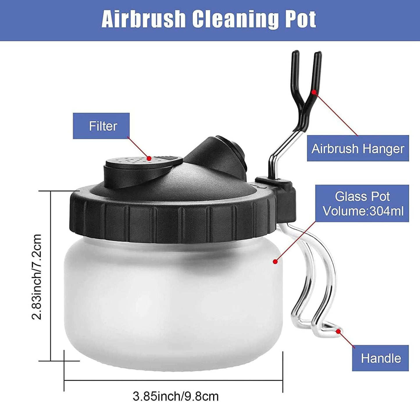 JOYABEST Multi-Purpose AirbrushCleaning Pot Airbrush Washing Tool, Spray Gun CleanerAir BrushGlassJar with Holder Station