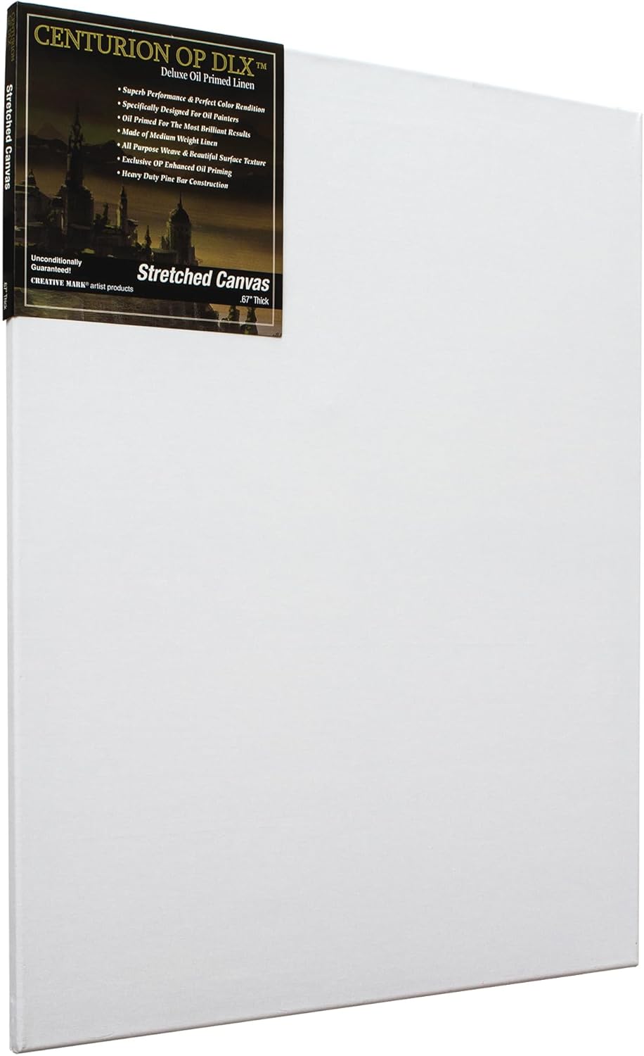 Centurion Deluxe Professional Oil Primed Linen Stretched Canvas, 11oz Linen, 22x28 - Box of 6, 0.67" Deep Canvases, Kiln-Dried Stretchers, Back Stapled, Premium Medium Weight Canvas for Oil Paintings