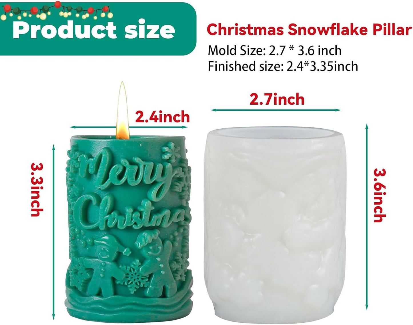 Christmas Candle Silicone Molds, 3D Candle Molds for Candle Making, Silicone Epoxy Resin Mold, Ornament Mould for DIY Wax Scented Candle Soaps Art Craft Cake Chocolate Home Decor（849）
