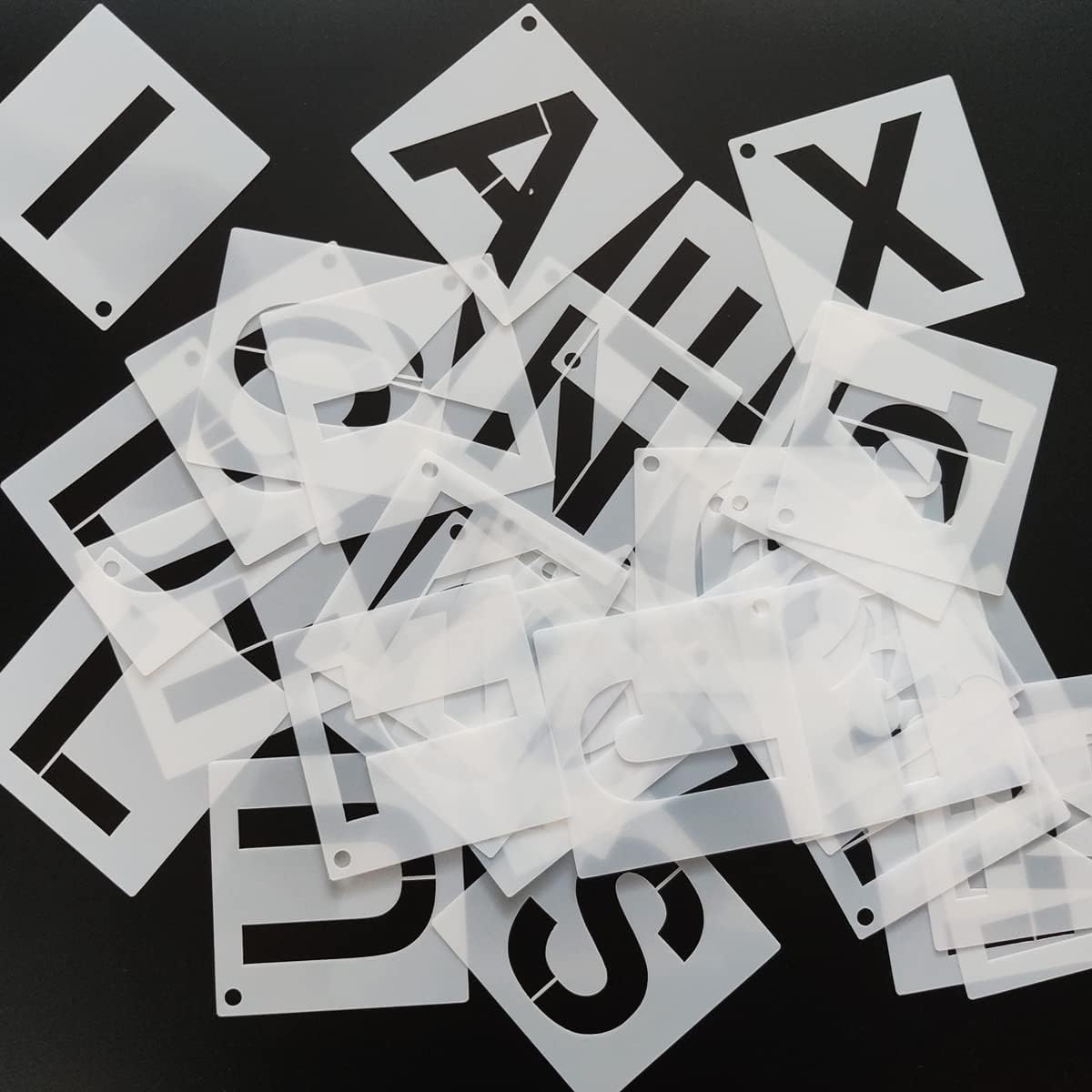 4 in Alphabet Number Stencils for Painting, 42 Pcs Reusable Letter Stencils for DIY Project Art Craft Spray Painting Templates Interlocking Stencil Kits for Wood Signs, Wall Art