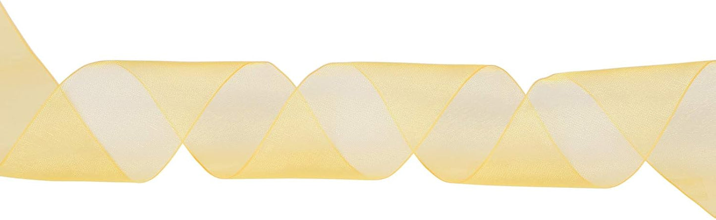 ITIsparkle 11/2" Inch Organza Ribbon 25 Yards-Roll Set for Gift Wrapping Cake Decoration Party Favor Hair Bow Baby Shower Decoration Floral Arrangement Craft Supplies Sheer Ribbon, Yellow Gold