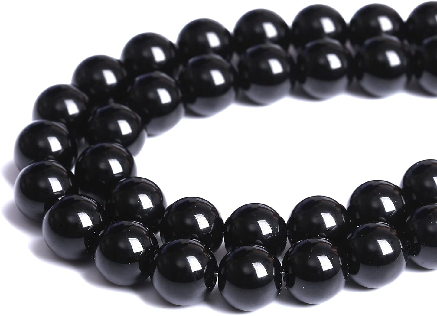 Natural Black Agates Onyx Stone Beads Smooth Round Loose Spacer Beads for Jewelry Making DIY Bracelets 12mm 34pcs 15"(Black Agate, 12mm)