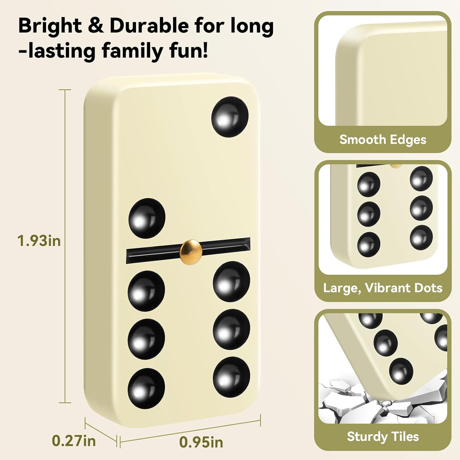 BATURU Double 6 Dominos Set for Adults with 28 Tiles, Durable Dominoes Game Set with 4 Racks and Carry Case, Fun Dominos for Kids, Family Games Night, Travel Games