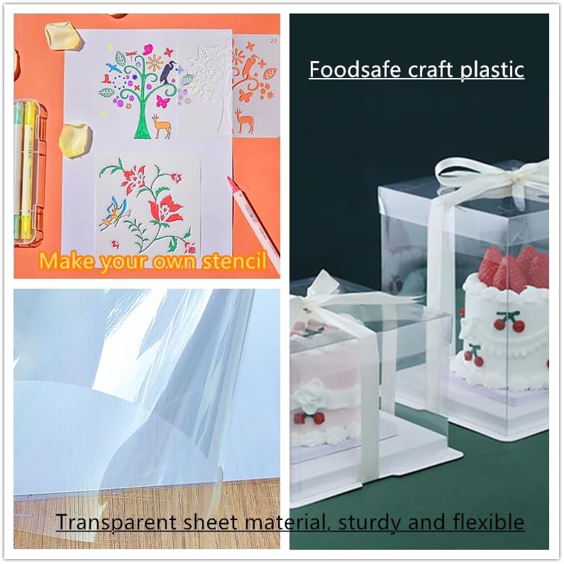 Transparent Blank Mylar Stencil Sheets for Cutting, 16" x 24" 7.5 mil/0.19mm Thick 8 Sheets.Gift, Acetate Template Material, Craft Plastic Sheets (16×24” /7.5 mil)