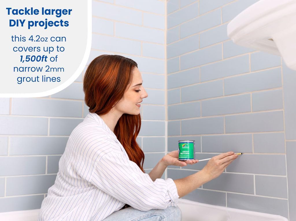 Grout Pen Beige Grout Paint: Waterproof Tile Paint Grout Refresh Restorer for Floor, Kitchen & Bathroom Shower Tiles - Beige - Can Size for Larger Projects - 125ml (4.2oz)