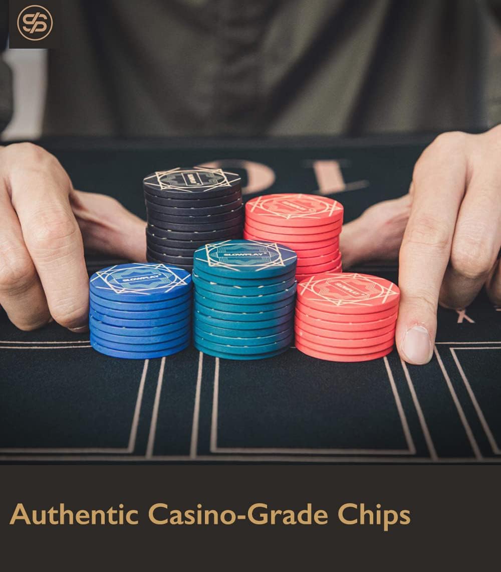 SLOWPLAY Nash Ceramic Poker Chips in Bulk, Casino Grade Ceramic 12-Gram Poker Chip for Texas Hold'em, 43mm Professional Chips Pack of 50 with Denomination of 10