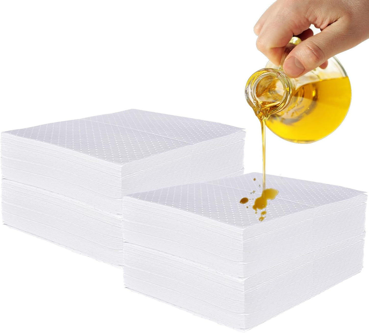 PONO 200 Pcs Oil Absorbent Pads, White Heavy Weight Oil-Only Absorbent Pad,Used for Oil Spill Cleaning in Garage Workshop, Reusable, Washable, Durable(15x20 in)