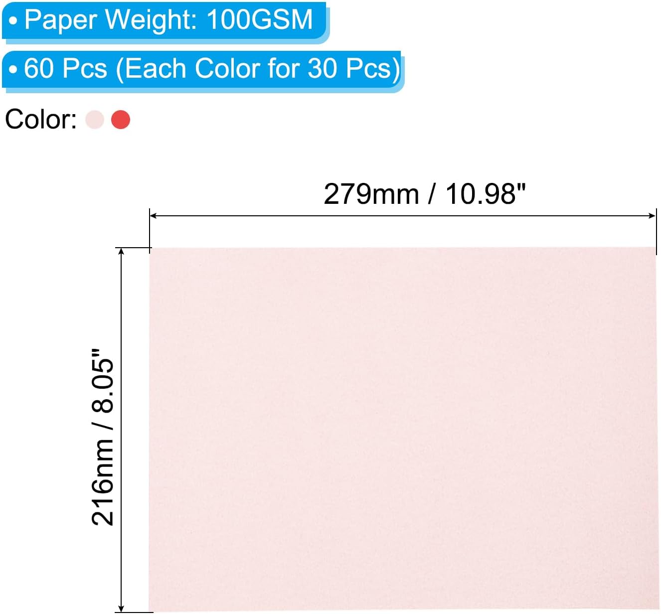 PATIKIL 60 Sheets Vellum Paper 8.5x11inches, Printable Translucent Paper 100GSM Colored for Invitations Laser Inkjet Printing Card Making Crafting Wedding Tracing, Red/Pink