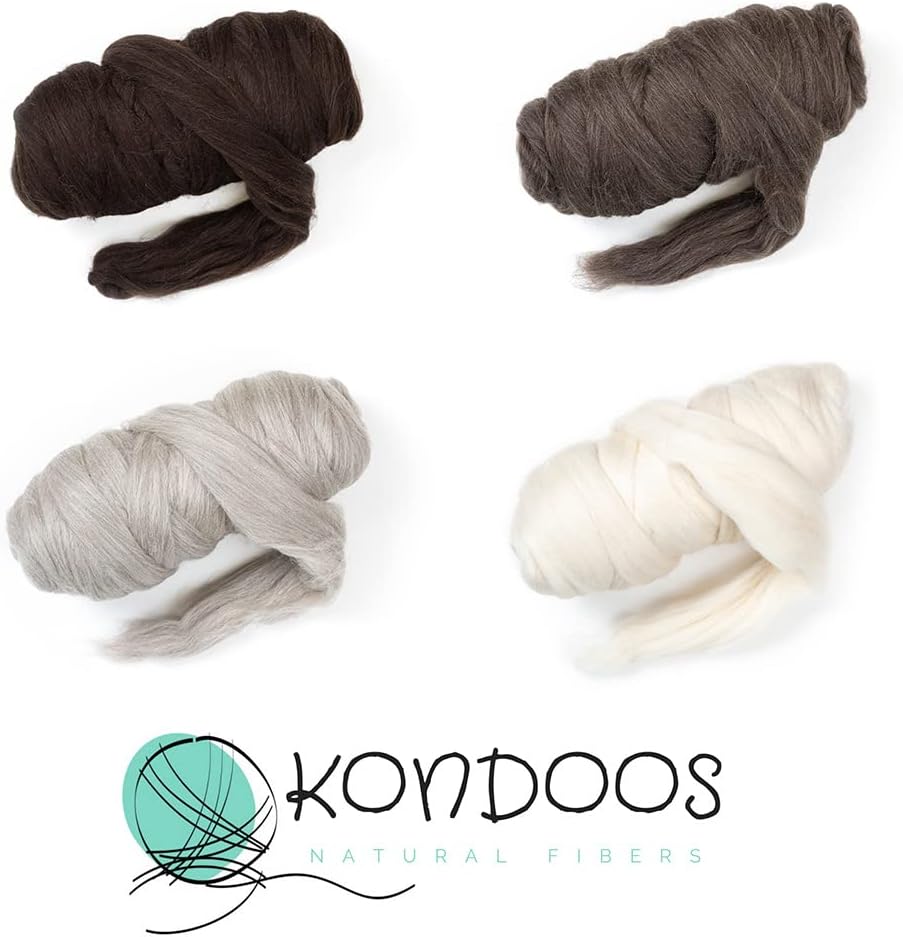 Natural Wool Bulk roving, 4 lb. Best Wool for Spinning, arm Knitting, Felting, Chunky Blankets yarn and Tapestry. Natural Colors, un-Dyed. (Sand, 4 lb)