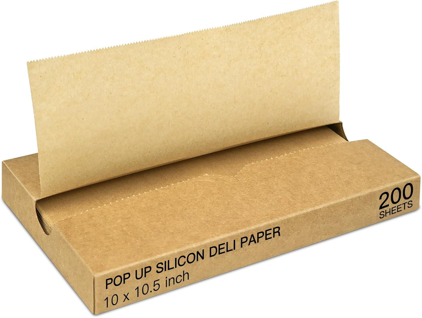 Precut POP UP Deli Paper Sheet Pack of 200, Interfolded Heavy Paper for Food Wrap and Serving (10" x 10-1/2", Kraft）