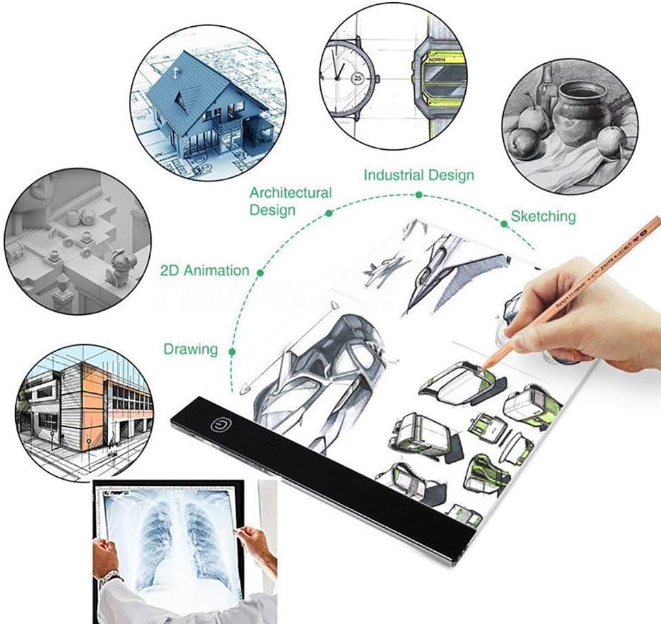 Ultra-Thin A5 Portable LED Light Box Tracer w/USB Cable Dimmable Brightness LED Artcraft Tracing Light Box Light Pad for Artists Drawing Sketching Animation Stencilling X-ray Viewing