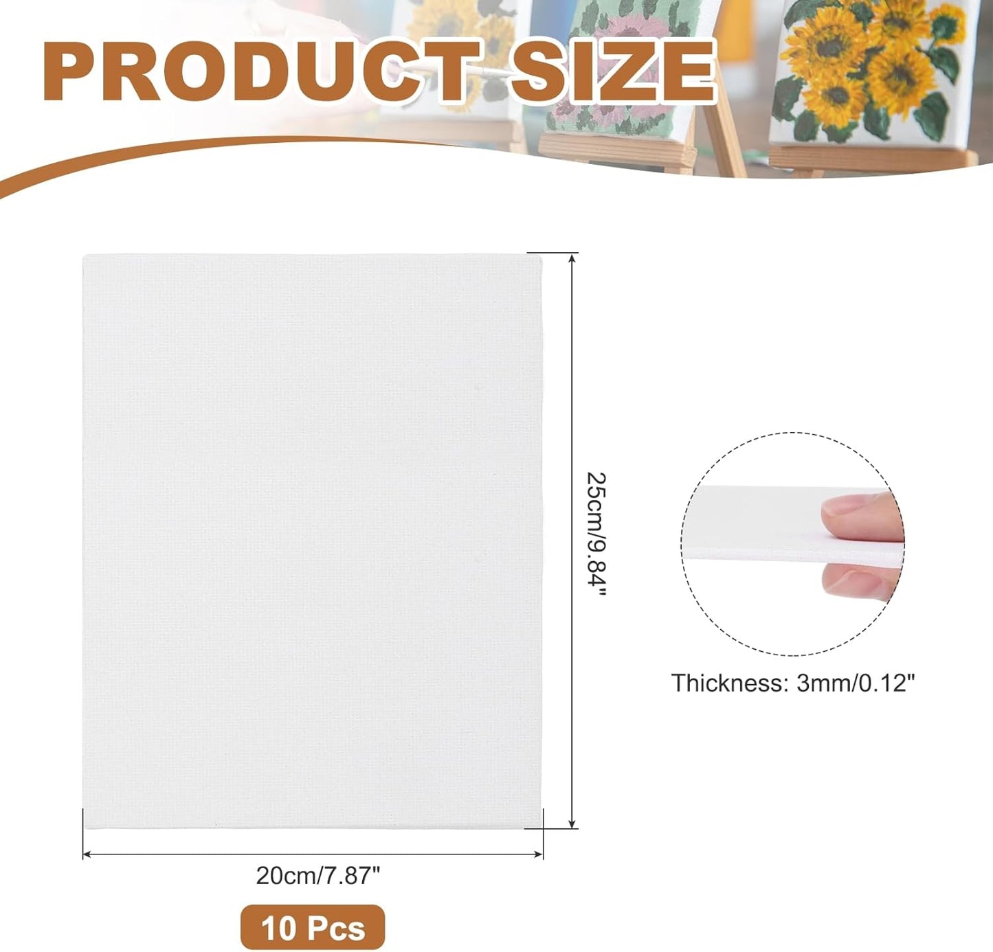 MECCANIXITY Canvas Boards for Painting, 8x10 Cotton Blank Primed Art Canvas Panels Acid-Free for Painting Supplies Oil Acrylic Tempera Watercolor Pouring Paint Artists(White, Pack of 10)