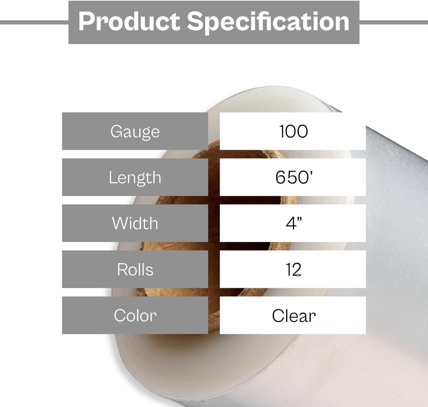 PSBM Mini Stretch Wrap with Handle, 12 Pack, 4 Inch x 650 Feet, 100 Gauge, Clear, Small Plastic Cling Film for Pallets Moving Storing