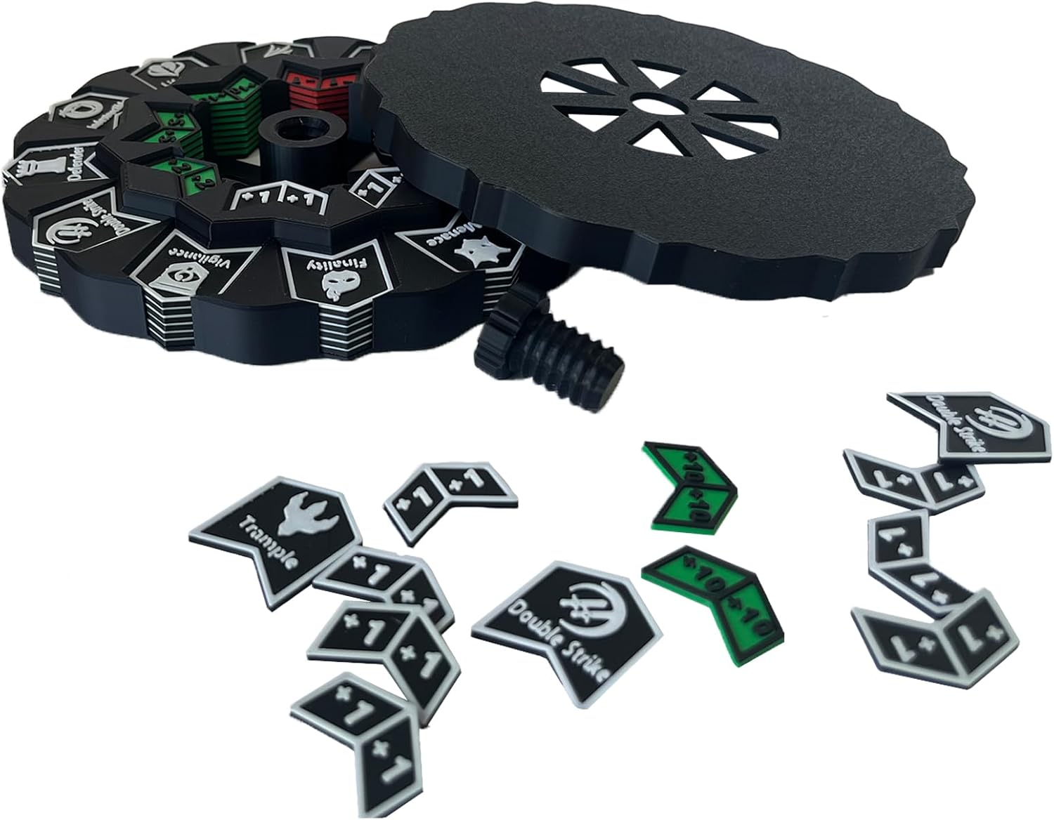 MTG Abilities Keywords Counter Wheel, Black Token Tracker 7.5 inch Diameter,123-Piece Keyword and Life Counter Bulk Tokens MTG, TCG, Cards Gaming Accessories