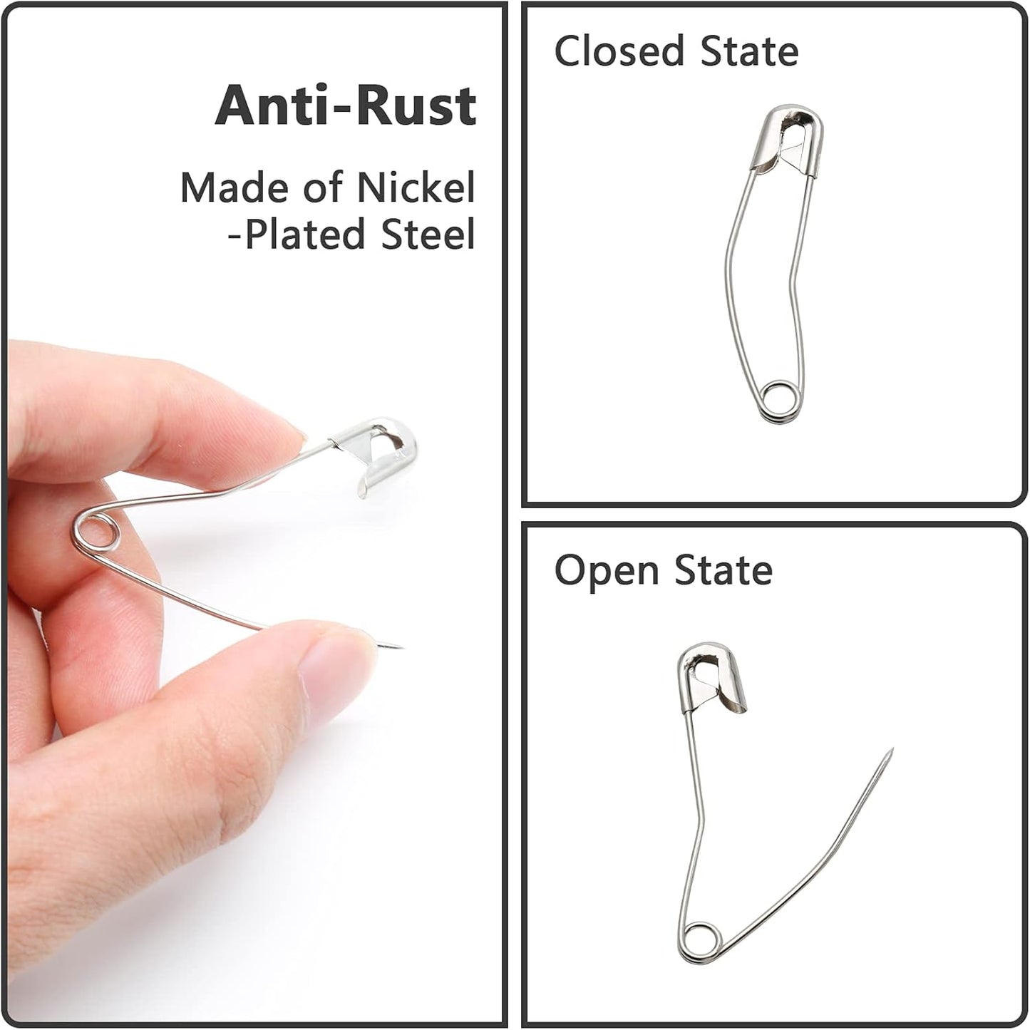 120Pcs Curved Safety Pins Size 4, 2-1/4 inch / 57mm Quilting Basting Pins, Bent Safety Pins for Quilting and Knitting (Sliver)