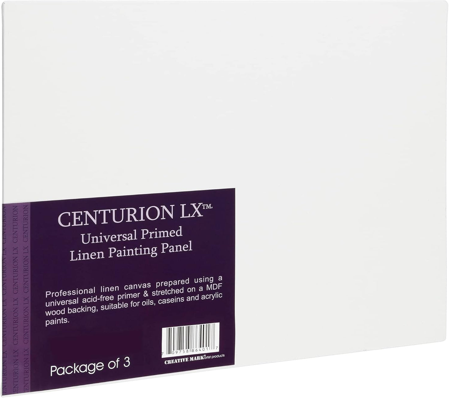 Centurion All-Media Primed Linen Panels - 18x18 3 Pack - 11oz Universal Primed Canvas Boards for Painting, Mounted on MDF Wood, Non-Warping, Ideal for Artists, Professionals, and Painters