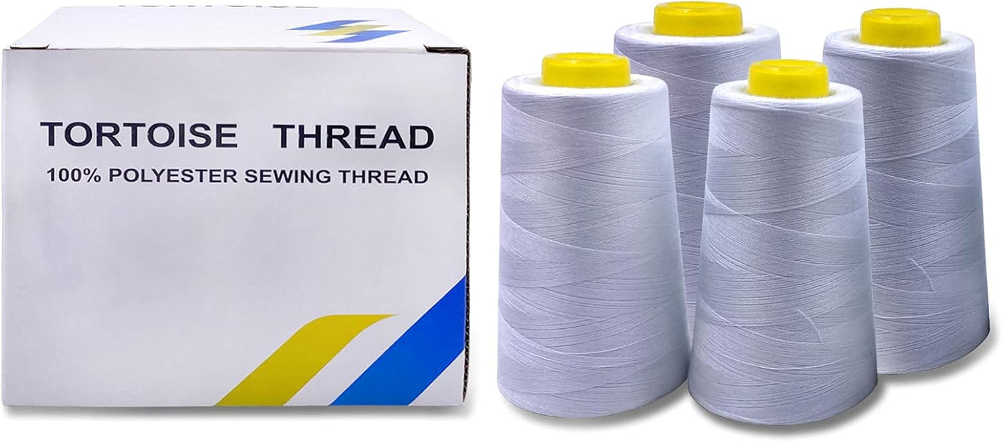 Tortoise 4 Cones of 3000 Yards Each Spool Thread for All Purpose, Serger, Overlock, Quilting, Sewing Machine - 100% Polyester, 40S/2 Dark Gray