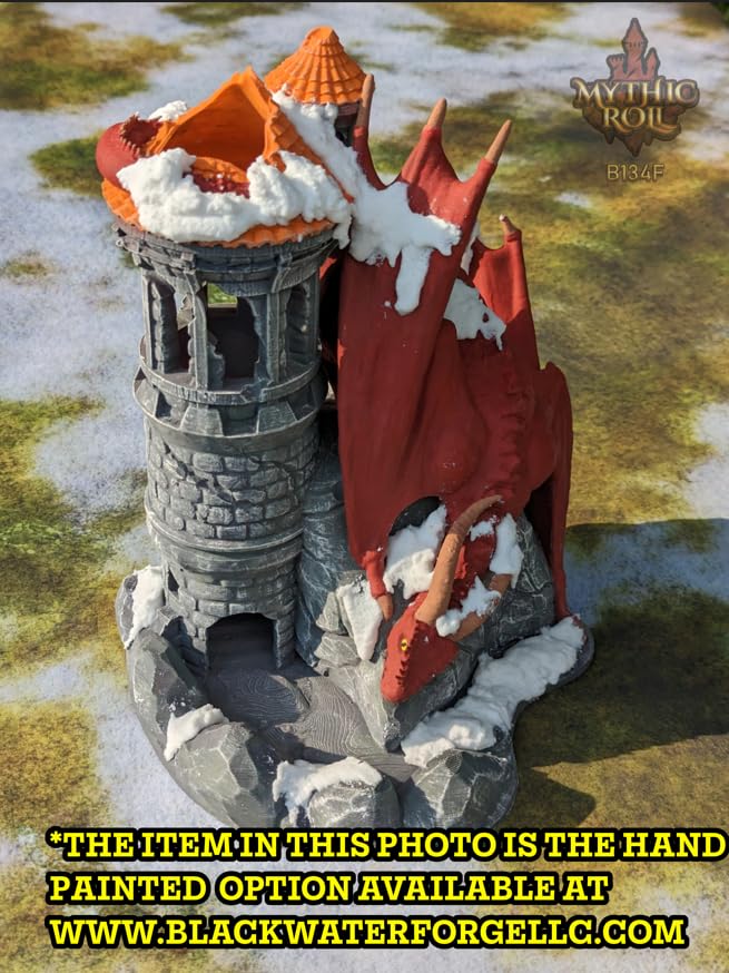 Dragon 3D Printed Dice Tower - Mythic Roll Collection - Unchained Games - Ascend to New Heights with your Rolls! (32.) Glow in Dark-Green)