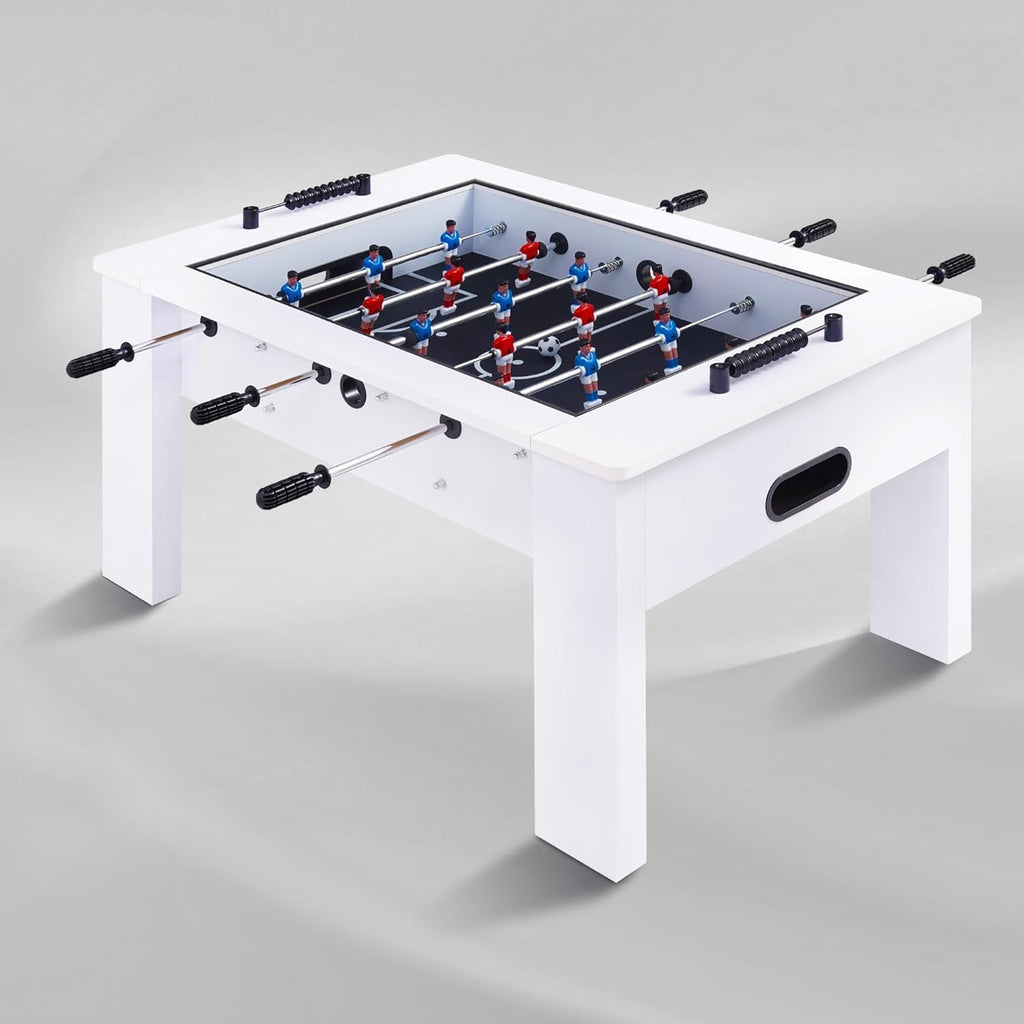 Foosball Coffee Table, 42" Soccer Game Table with Tempered Glass, Modern Game Table with 2 Balls for Adults, Kids, Home, Indoor Family Living Room