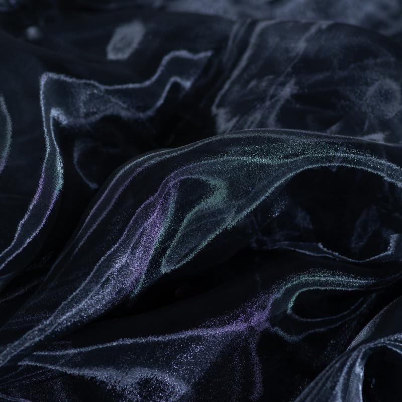 Fynite Black Organza Fabric by The Yard | 20 Yard Long | 44" Wide | Bridal Soft Sheer Organza Tulle for DIY Wedding Dress Fashion Craft Decorations