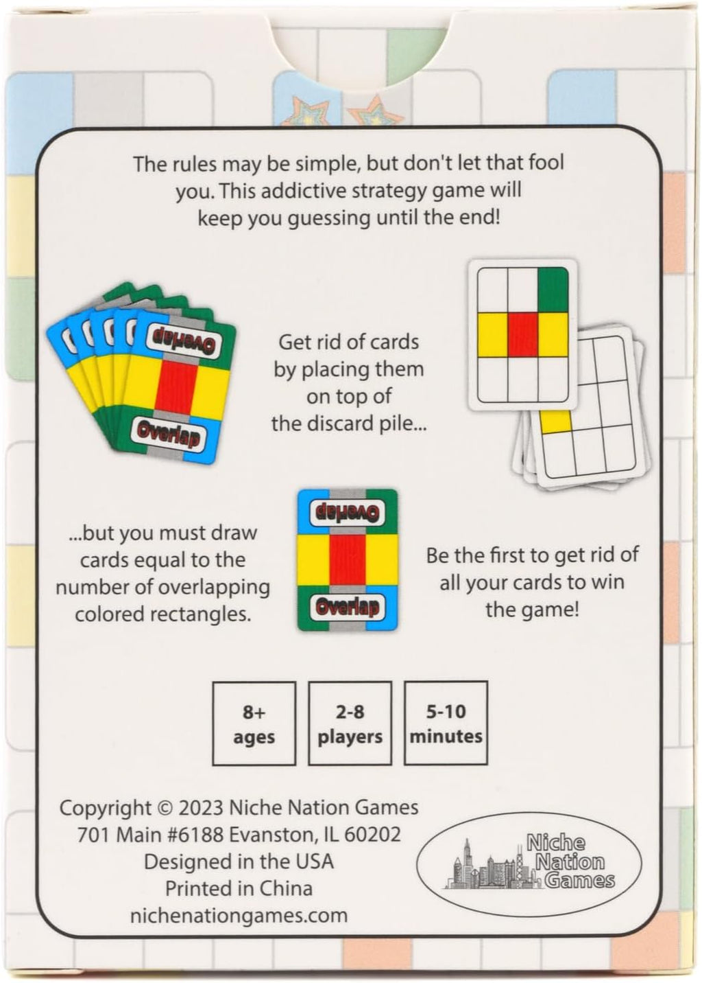 Overlap - Award-Winning Deceptively Simple Strategy Card Game for Adults and Families - 2 Player Game or Up to 8 Players - Easy to Learn - Mensa Recommended Brain Game