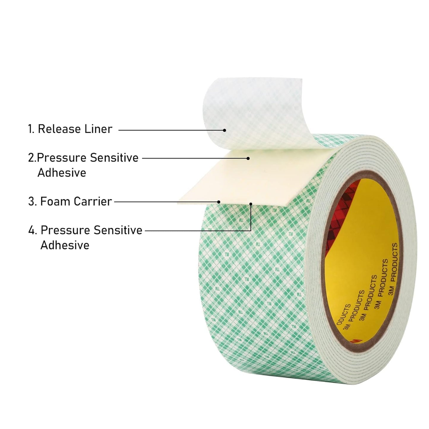 Double Sided Foam Tape 1" x 10Ft 2 Pack White Double Coated Urethane Adhesion Polyurethane Tape for Bonding Attaching Mounting Interior Signage Nameplates DIY Card