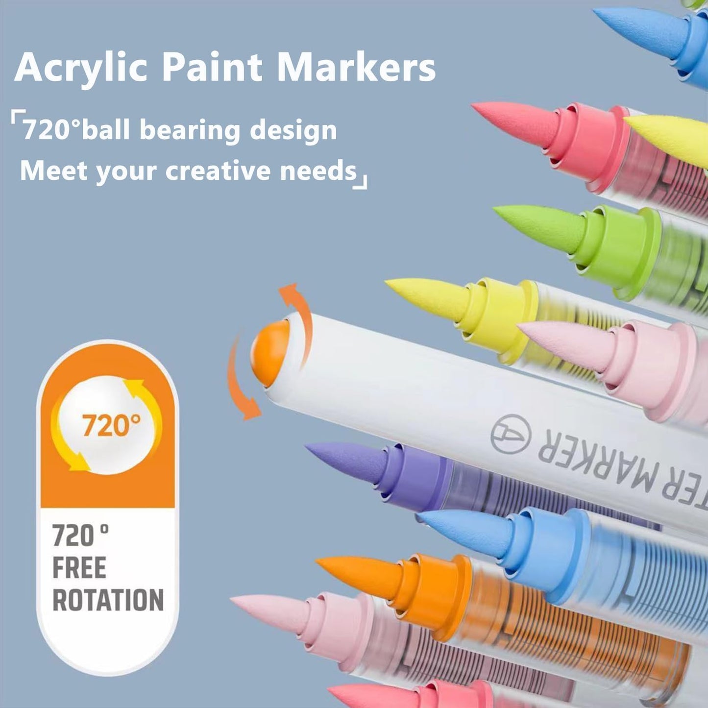 Water Based Acrylic Paint Markers, 9 Colors Acrylic Paint Pens Set with Soft Brush Tip, Marker Pen for Rock Painting, Egg, Wood, Glass, Paper, Acrylic Painter Ink (Dark Skin Series)