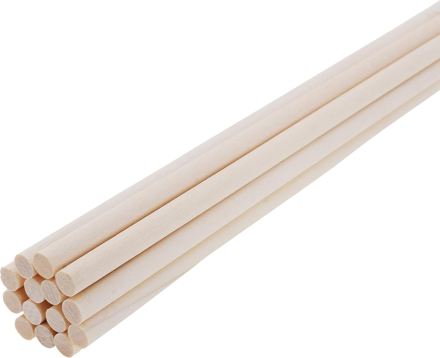 Mandala Crafts Wood Sticks Wooden Dowel Rods 24 Inches Wooden Sticks for Crafts Sticks Macrame Dowels - 50 Unfinished Wood Dowels 1/4 Inch Cake Dowels for Tiered Cakes