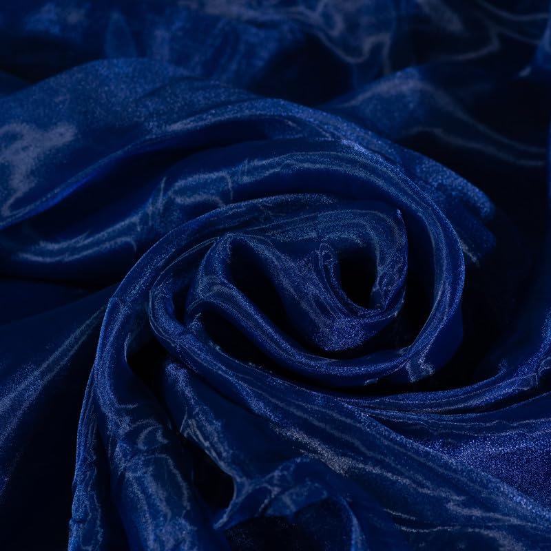 Fynite Navy Blue Organza Fabric by The Yard | 10 Yard Long | 44" Wide | Bridal Soft Sheer Organza Tulle for DIY Wedding Dress Fashion Craft Decorations