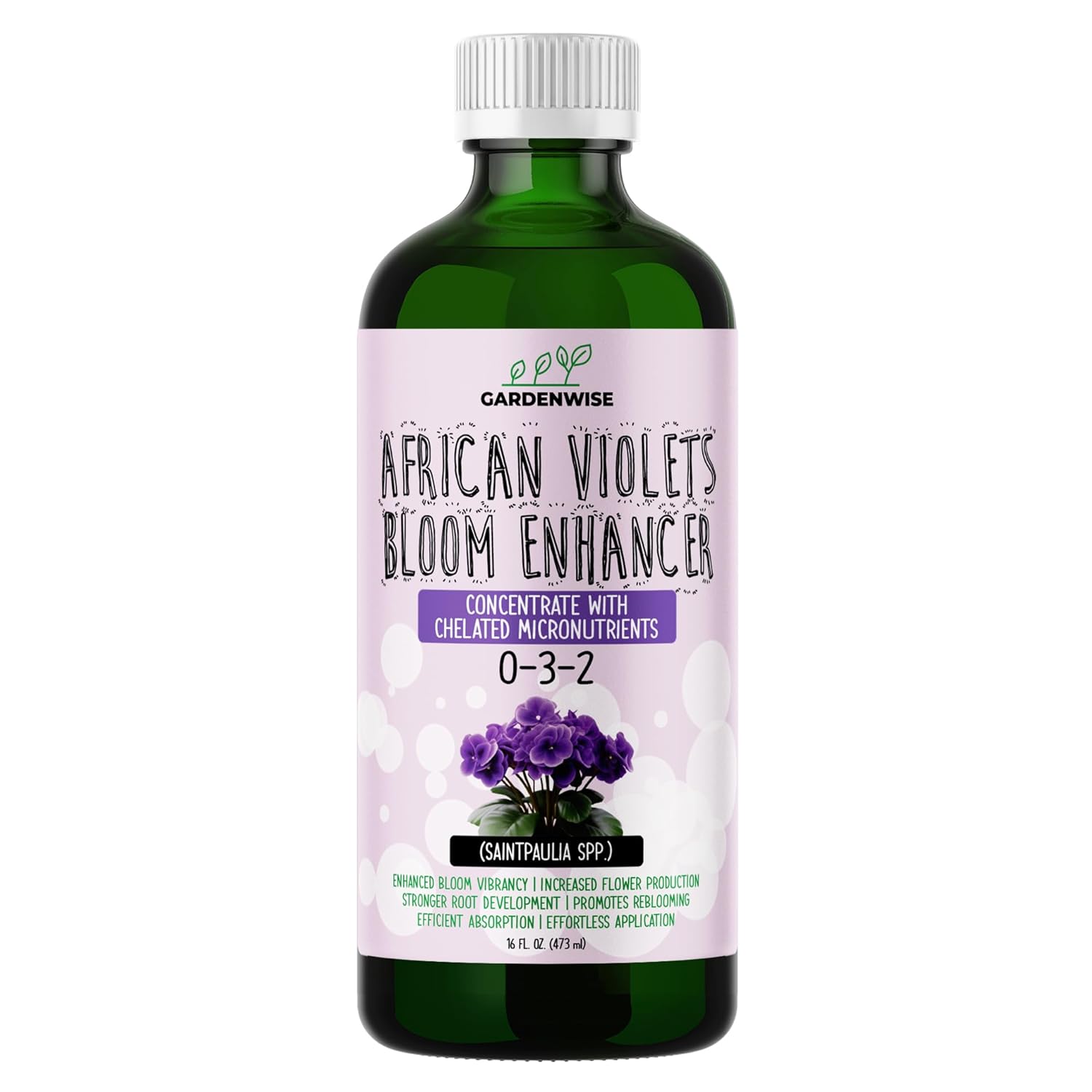 0-3-2 African Violet Fertilizer for Indoor Plants: Concentrated Plant Food – Plant Fertilizer, Bloom Booster for All Violets, Indoor Flowering Plants, Vigorous Growth and Blooming (8 OZ)