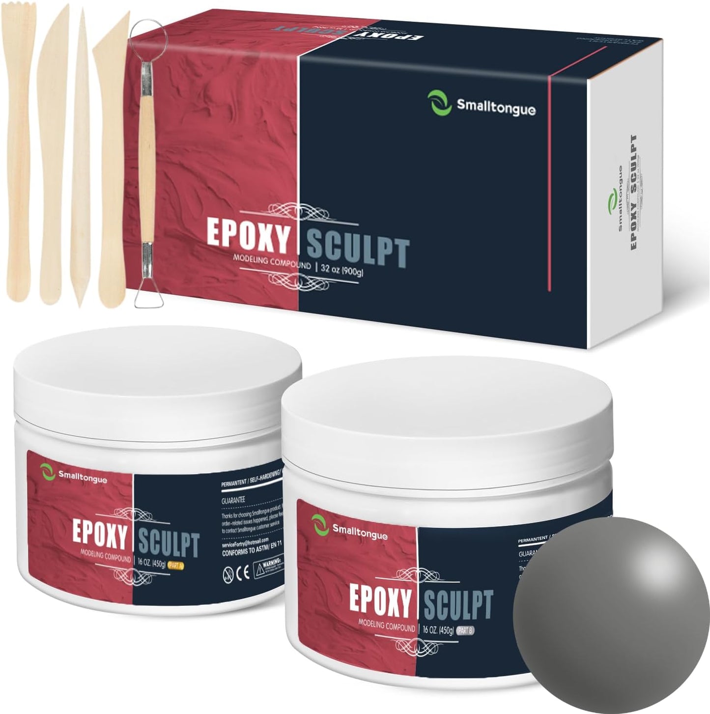 Smalltongue AB Epoxy Sculpt Clay, 2 Part Epoxy Sculpture Modeling Paste Clay (A & B) 4 Pound, Modeling Compound for Modeling, Repair, Fill Up Retrofit and Sculpture, Natural, ST599