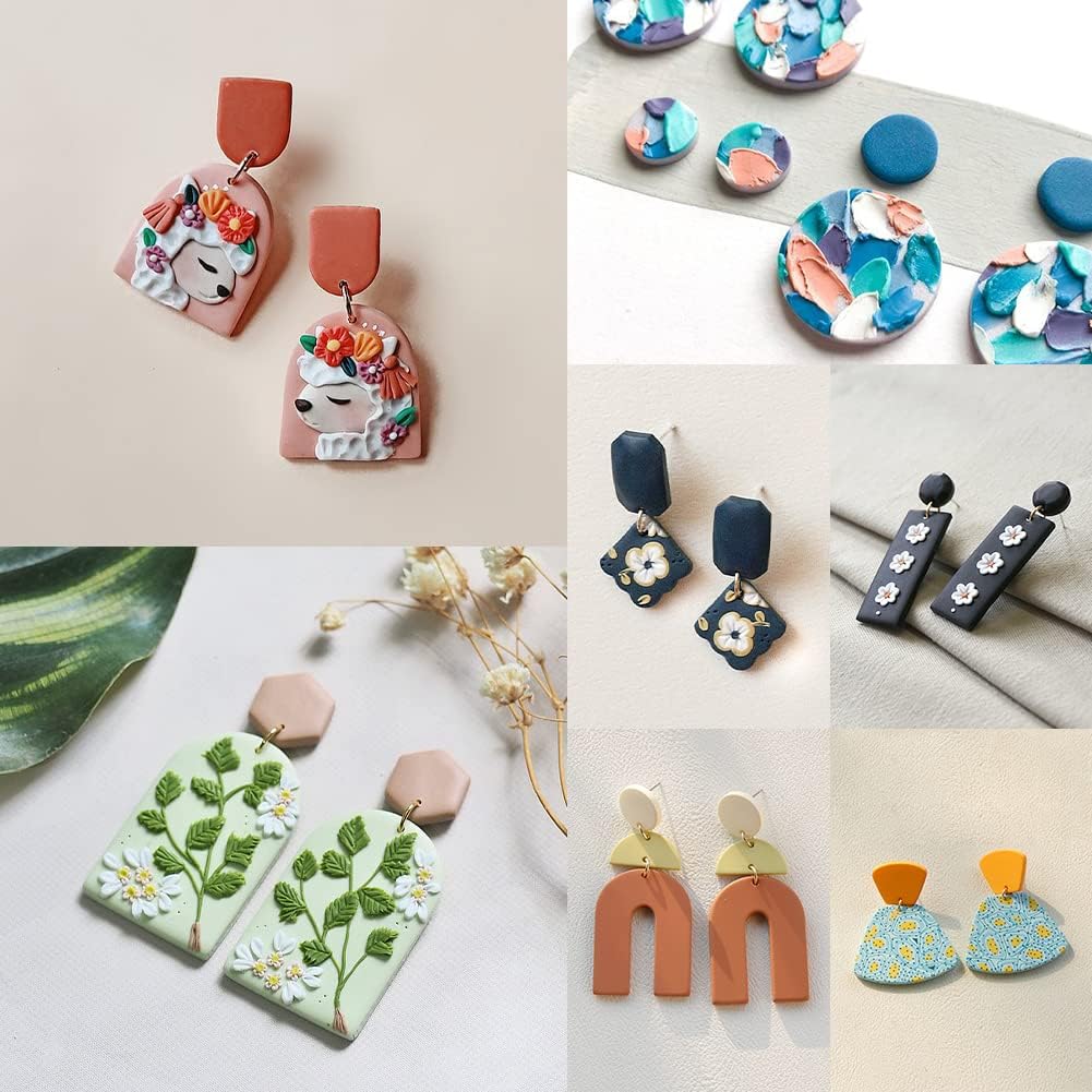 PTFJZ Polymer Clay Cutters for Earring Making - 160pcs Clay Tools Set with Earrings Accessories, 42+8pcs Different Shape Plastic Clay Cutters (Style B-Blue)