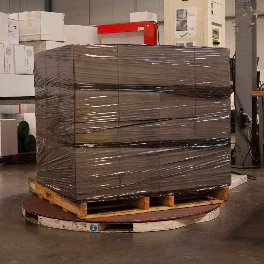 PSBM Black Stretch Wrap, 15 Inch x 1476 Feet, 72 Pack, Tinted Pre-Stretched Shrink Wrap Film for Moving, Packaging, Pallet Wrapping