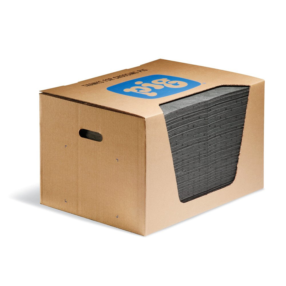 PIG Mat | Oil Absorbent Mat | 15" W x 20" L | Lightweight Pads | Absorbs Up to 14 oz per pad | 200 | MAT135