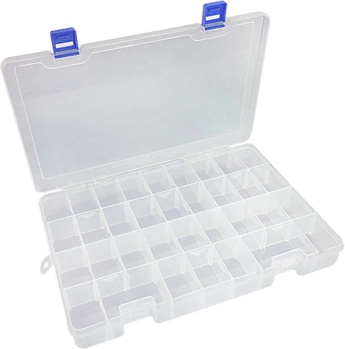 Qualsen Plastic Organizer Storage Box with Adjustable Dividers, Fishing Tackle Box and Bead Organizer Box for Jewelry, Beads, Earrings, Tools, Fishing Hooks, and Small Accessories（34 Grid）